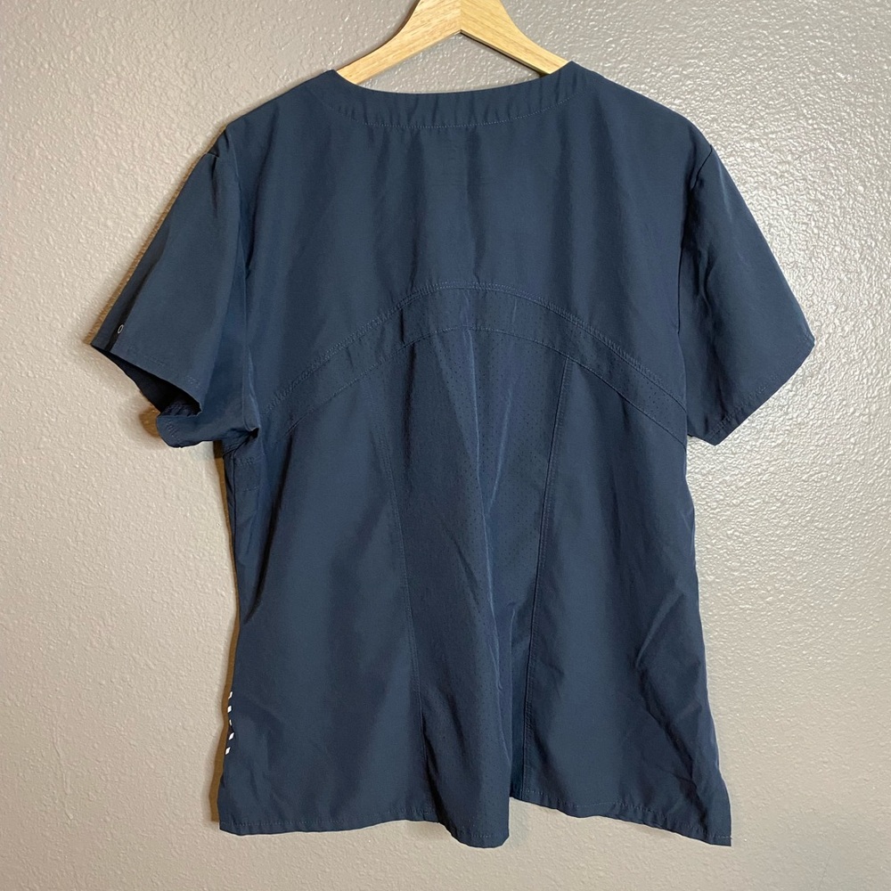 Barco Uniforms Dark Blue V-Neck Short Sleeve Top - Picture 3 of 7